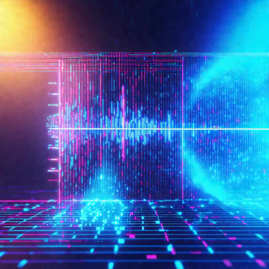 빛의 파동으로 표현된 실시간 데이터 그래프 시각화