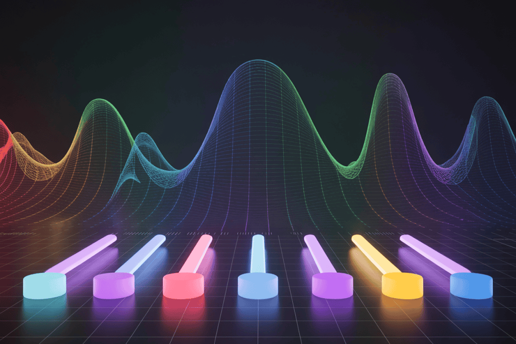 다채로운 파형과 슬라이더로 구성된 데이터 시각화 그래프